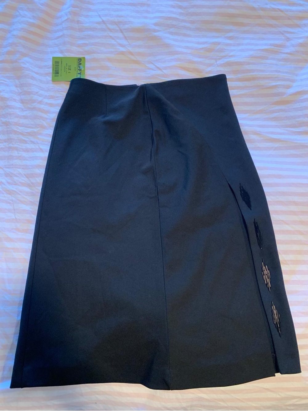 Classic Black Pencil Skirt with Subtle Side Embellishment